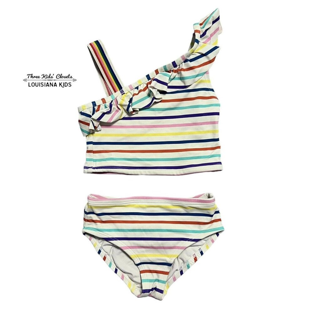 Hanna Andersson Sz 100 (4Y) Rainbow Striped Tankini Swim Bathing Suit